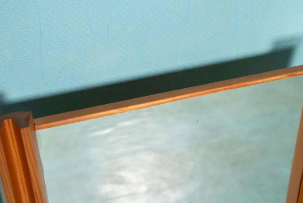 Miroir suédois minimaliste en bois de pin Japandi des années 70