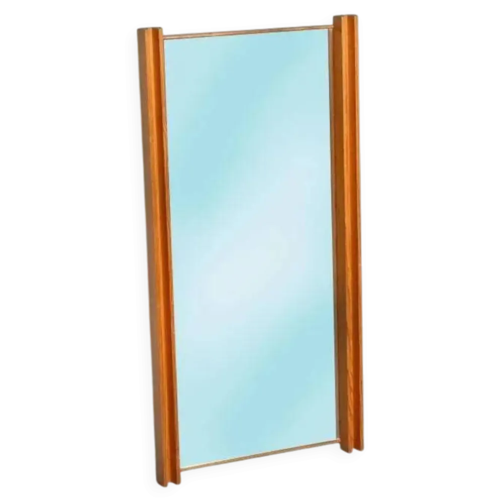 Miroir suédois minimaliste en bois de pin Japandi des années 70
