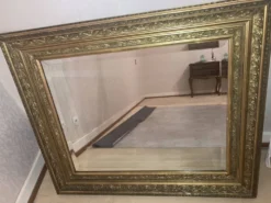 Miroir étain vintage cadre doré