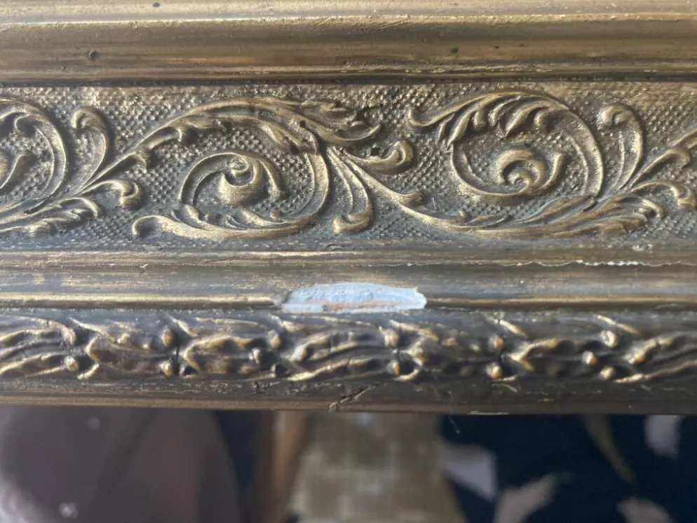 Miroir étain vintage cadre doré