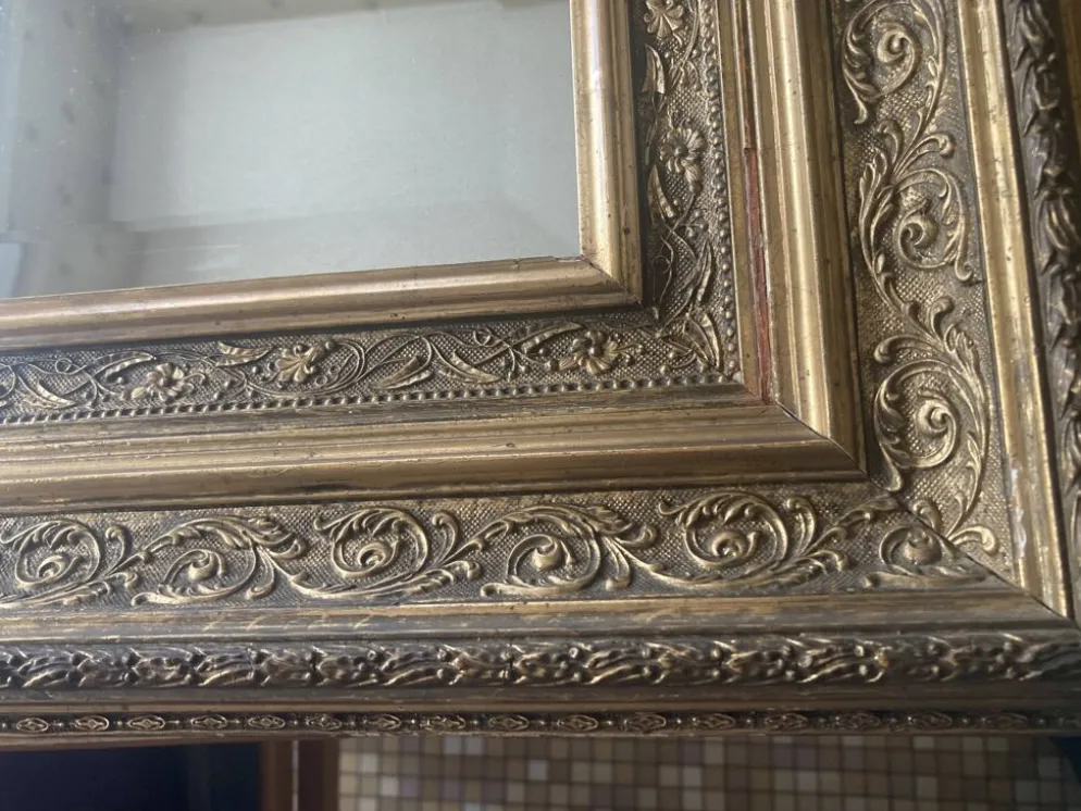 Miroir étain vintage cadre doré