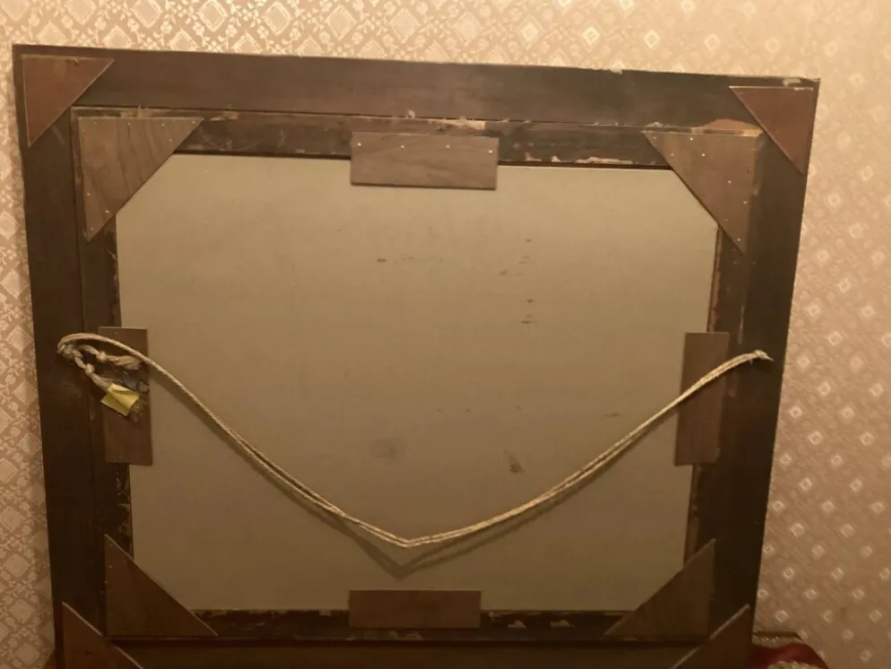 Miroir étain vintage cadre doré