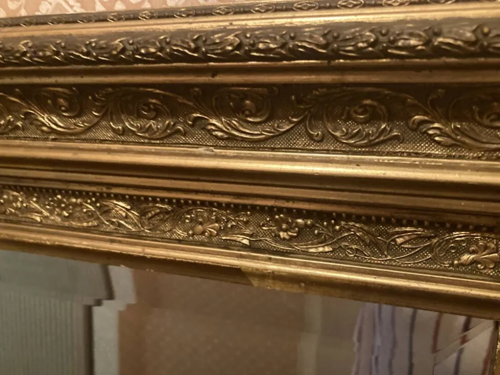 Miroir étain vintage cadre doré