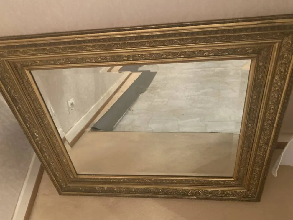 Miroir étain vintage cadre doré