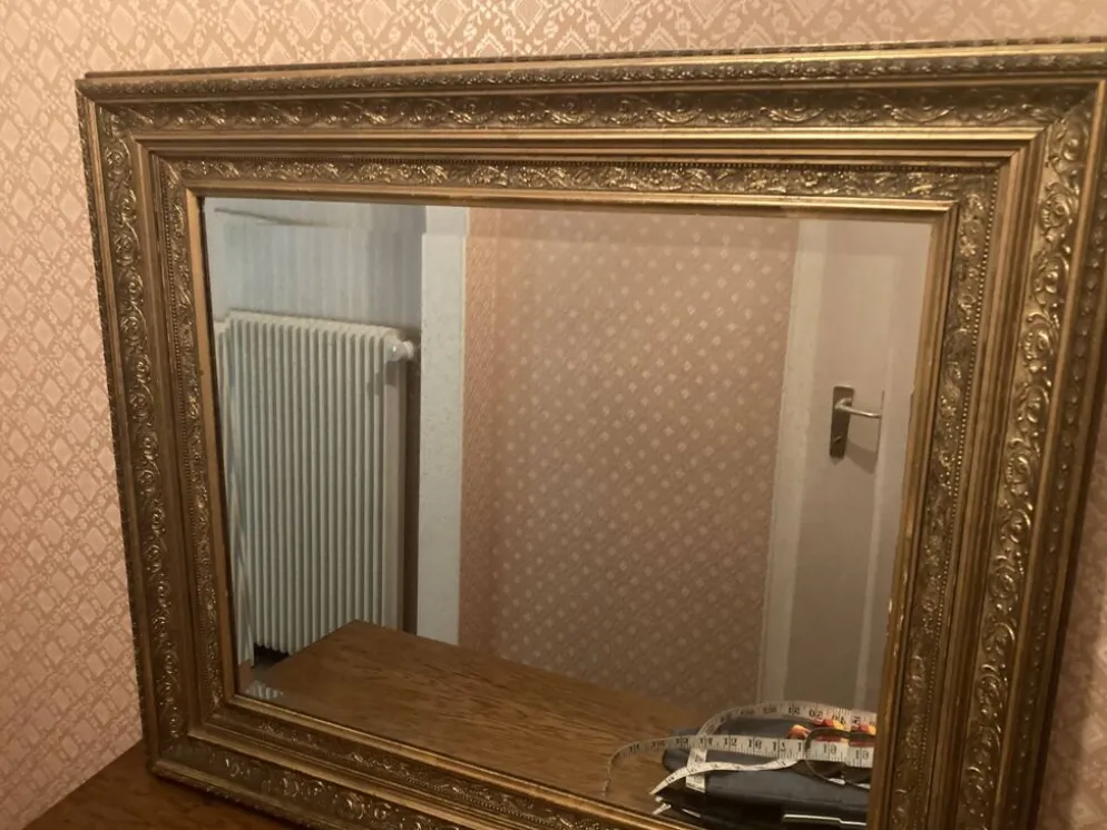Miroir étain vintage cadre doré
