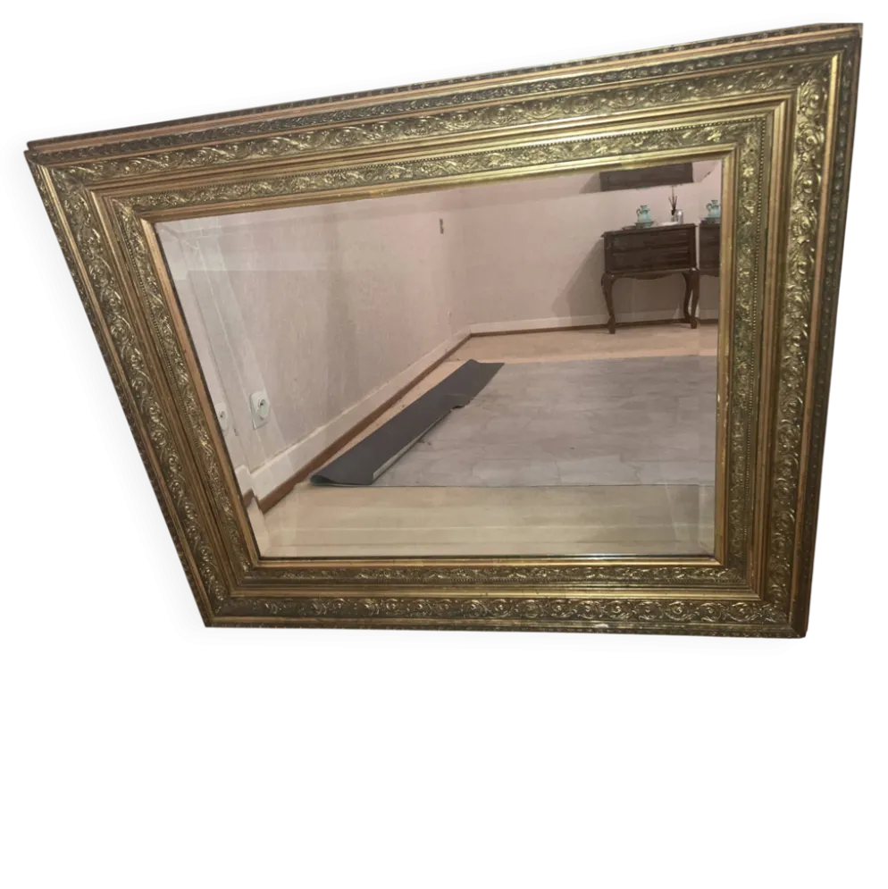 Miroir étain vintage cadre doré