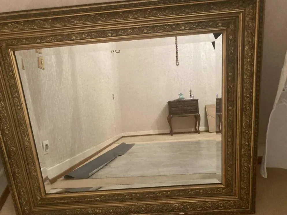 Miroir étain vintage cadre doré