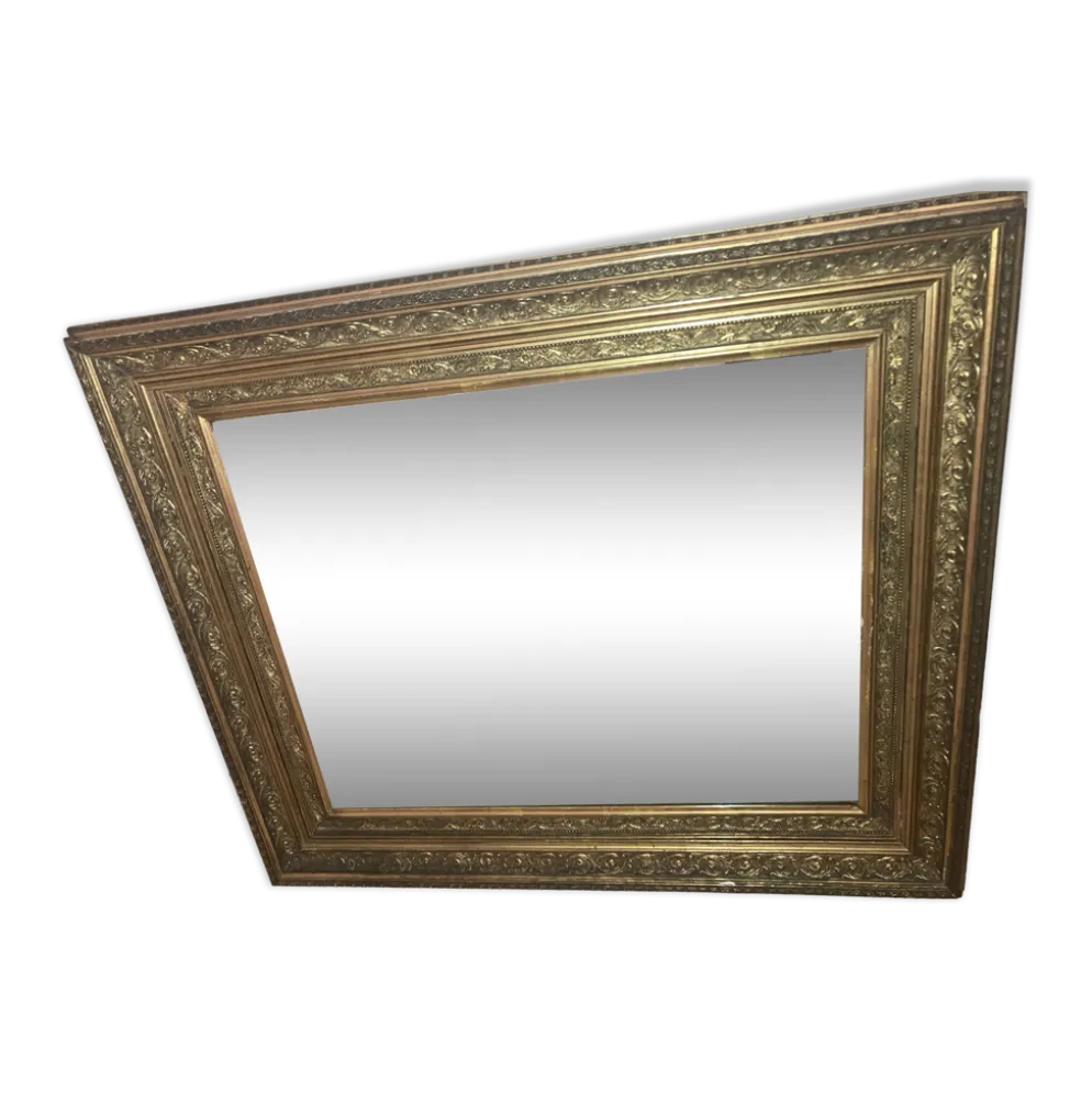 Miroir étain vintage cadre doré
