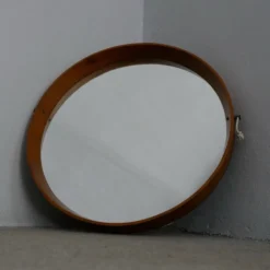 Miroir - Teck - Structure en bois avec laiton - Design italien vintage - Années 60
