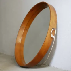 Miroir - Teck - Structure en bois avec laiton - Design italien vintage - Années 60