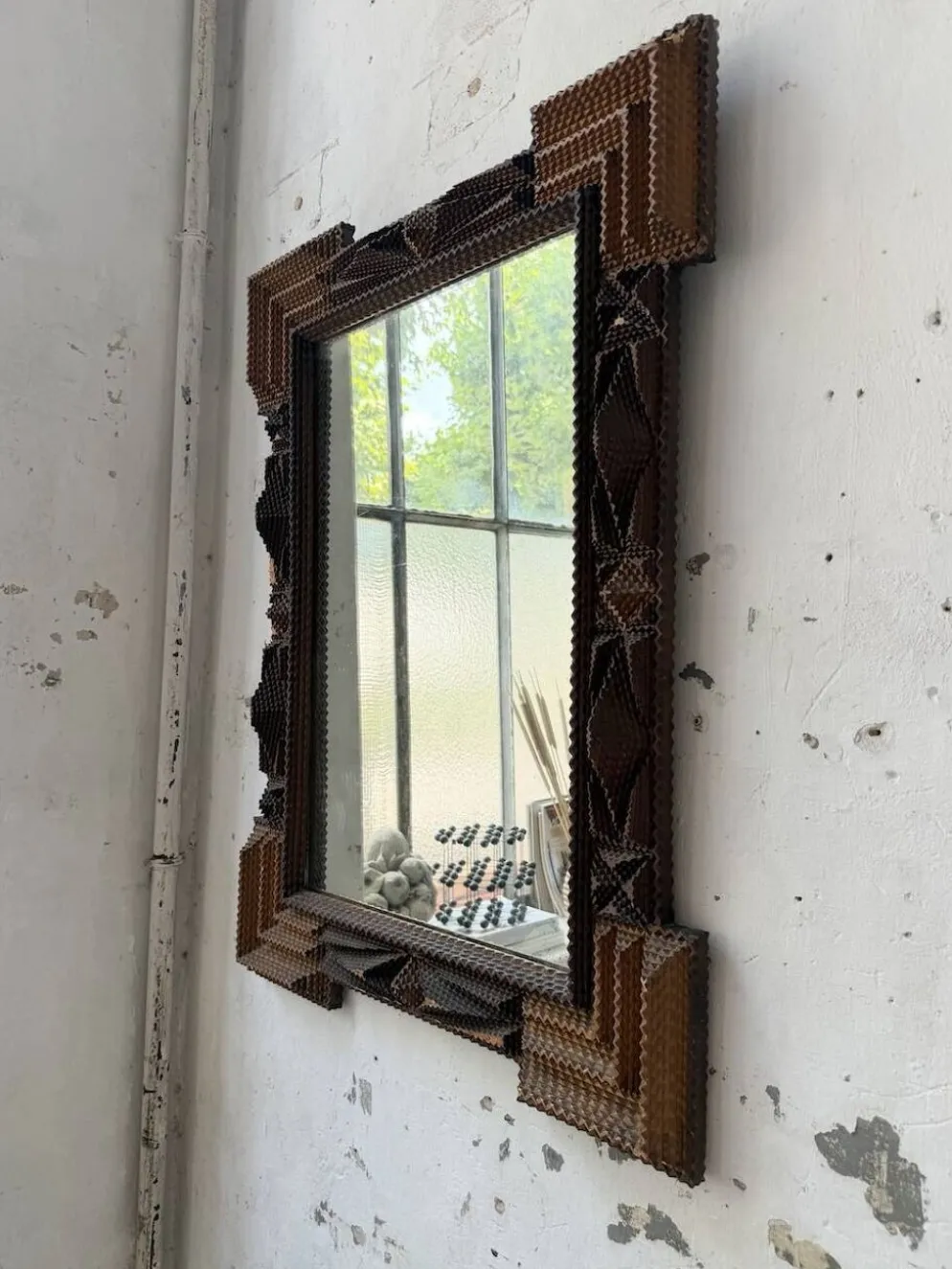 Miroir Tramp art 1900 folk art France