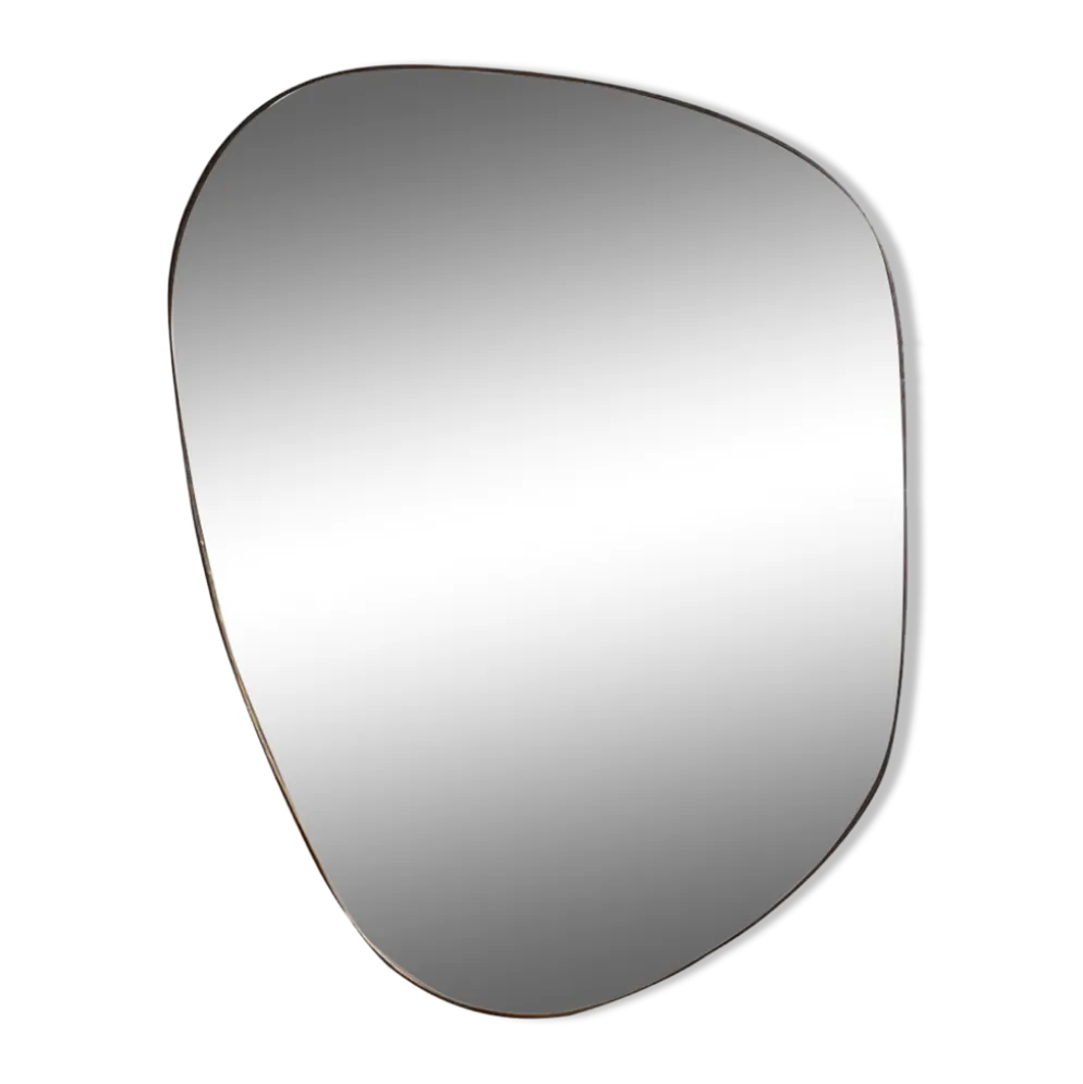 Miroir trapèze irrégulier organique laiton noir minimaliste 90x140cm