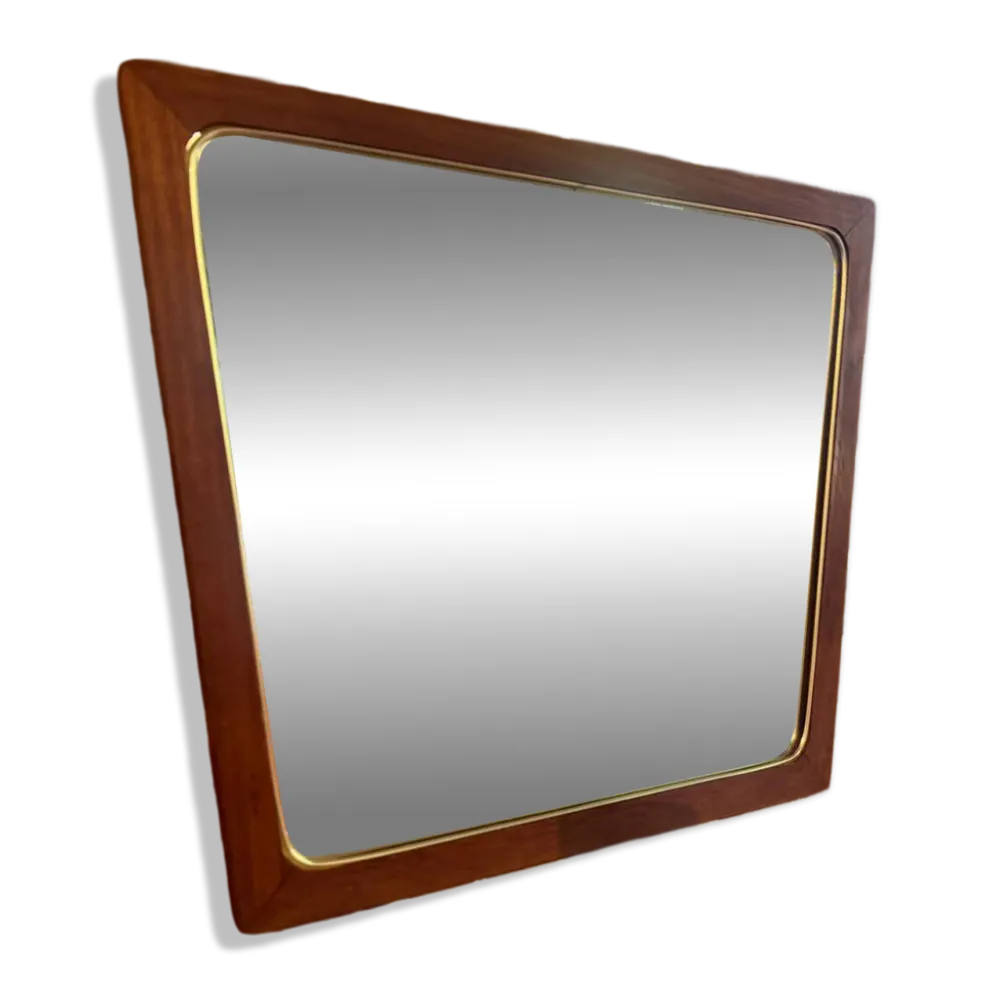 Miroir trapézoïdal en teck, Danemark 1960