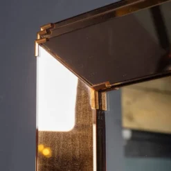 Miroir triple niveau en verre rosé et bronze italien vintage des années 1940