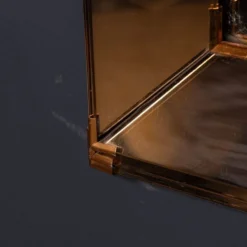 Miroir triple niveau en verre rosé et bronze italien vintage des années 1940