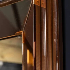 Miroir triple niveau en verre rosé et bronze italien vintage des années 1940