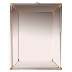 Miroir triple niveau en verre rosé et bronze italien vintage des années 1940