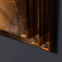 Miroir triple niveau en verre rosé et bronze italien vintage des années 1940