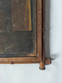 Miroir triptyque décor asiatique antique chaînette décoration murale bois