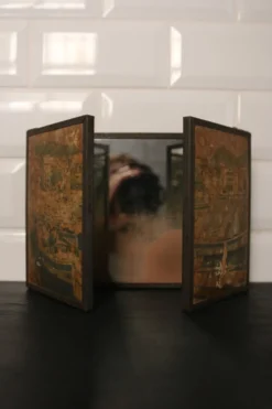 Miroir triptyque de barbier, Art Nouveau, circa 1900