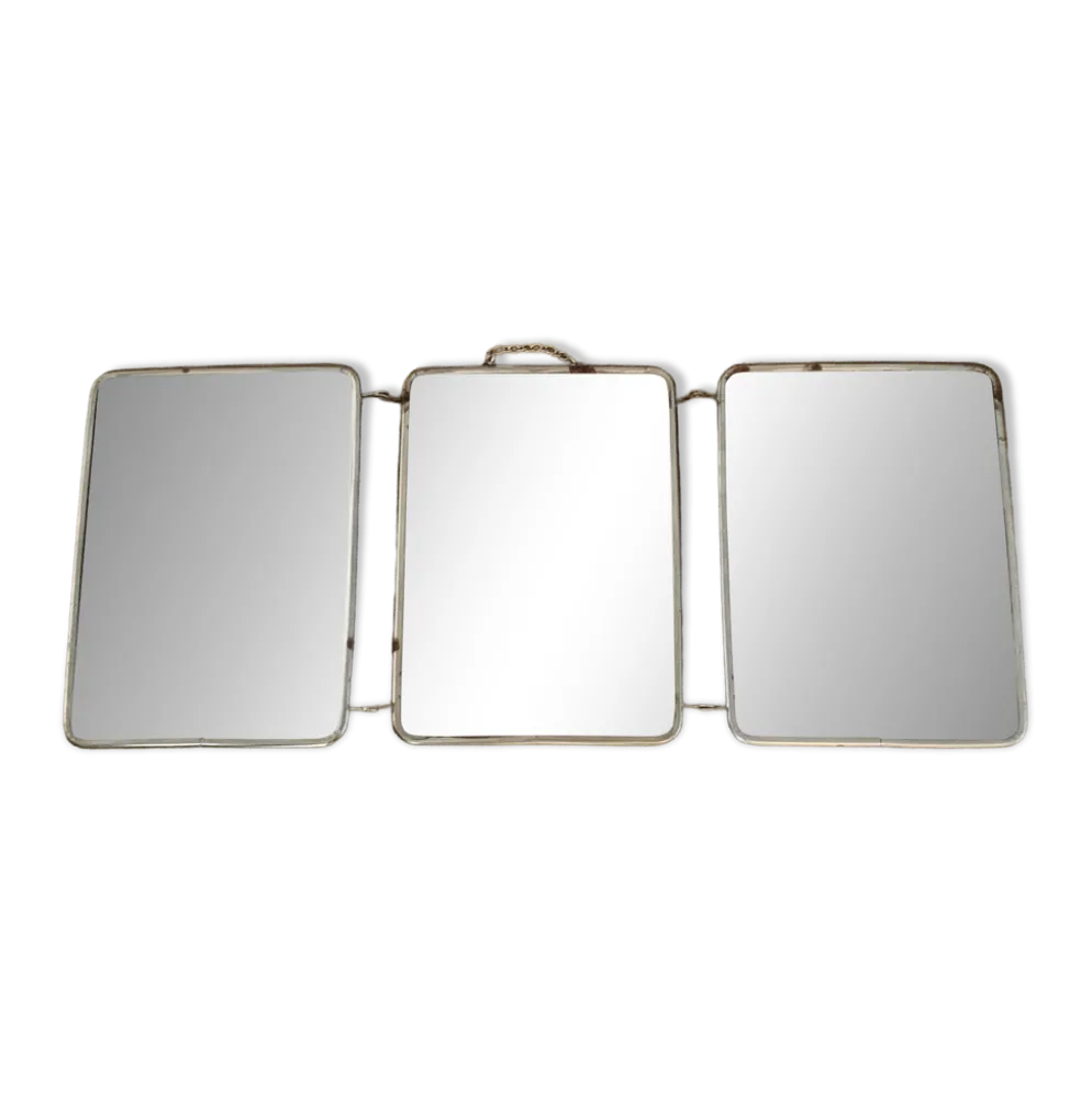 Miroir triptyque de barbier ancien pliant