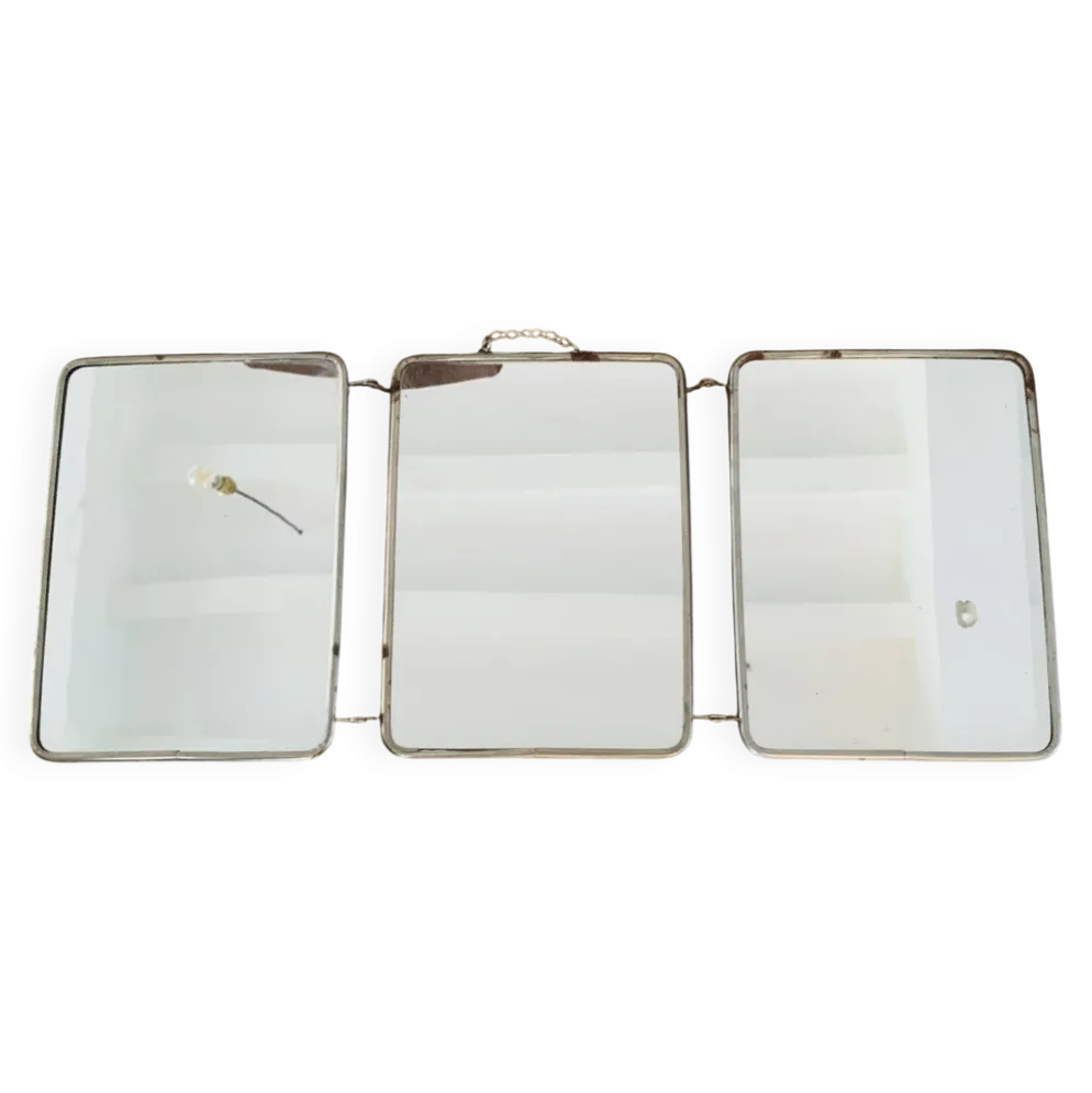 Miroir triptyque de barbier ancien pliant