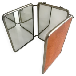 Miroir triptyque de barbier ancien Art Déco années 1920/30 – gainage o