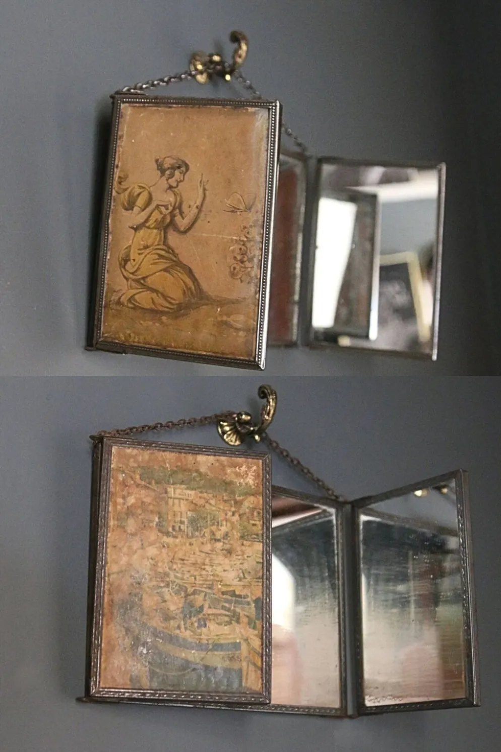 Miroir triptyque de barbier, Art Nouveau, circa 1900