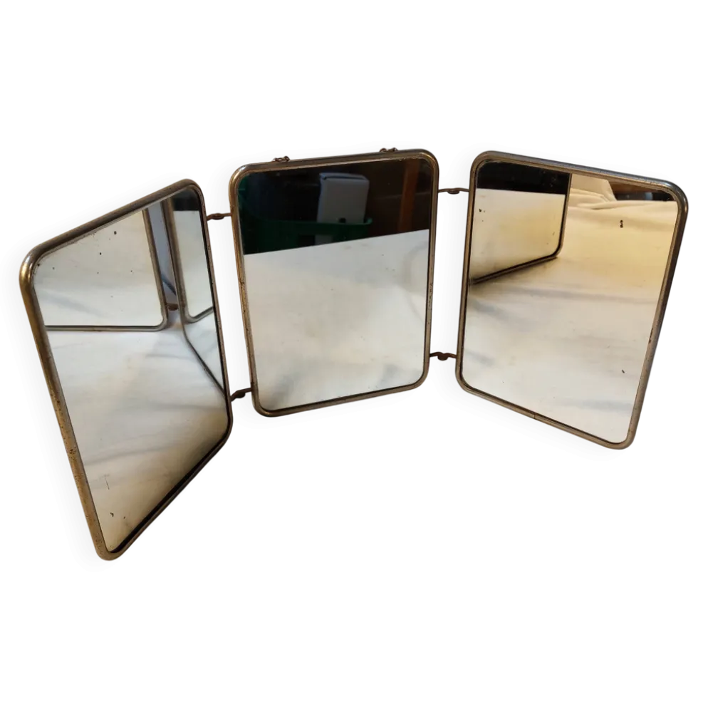 Miroir triptyque de barbier vintage