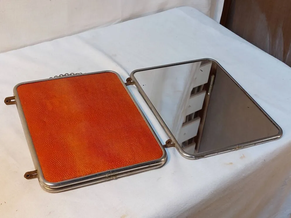 Miroir triptyque de barbier vintage