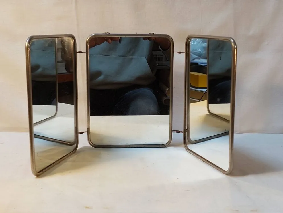 Miroir triptyque de barbier vintage