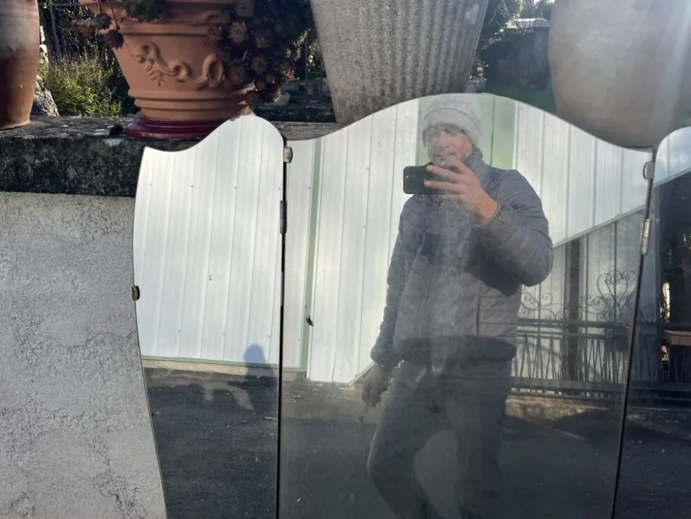 Miroir triptyque de coiffeuse vintage - Style Art Déco