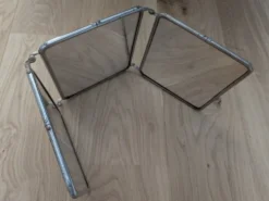 Miroir triptyque dit de barbier années 40 avec encadrement métal