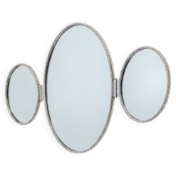 Miroir triptyque vintage en métal torsadé – années 1960
