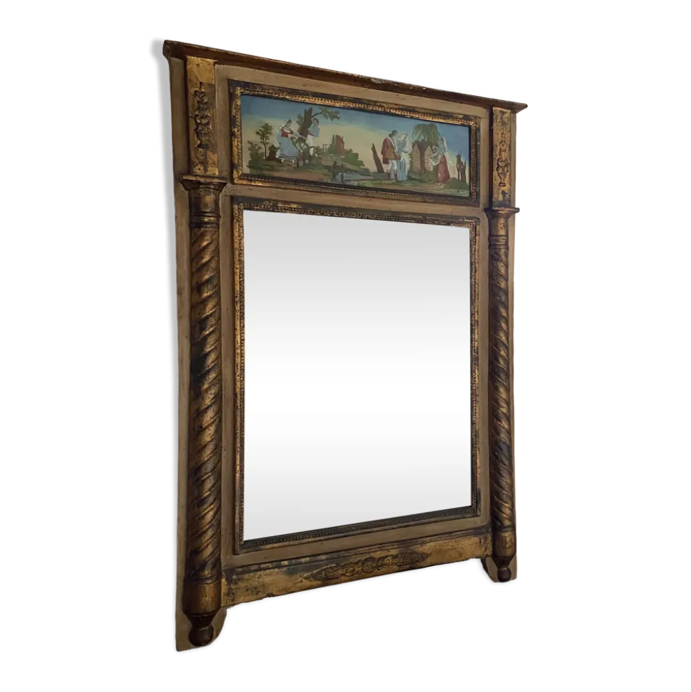 Miroir trumeau époque Restauration - Décor fixé sous verre