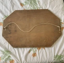 Miroir vintage 1930 Art Déco biseauté octogonal bois stuc - 66 x 45 cm