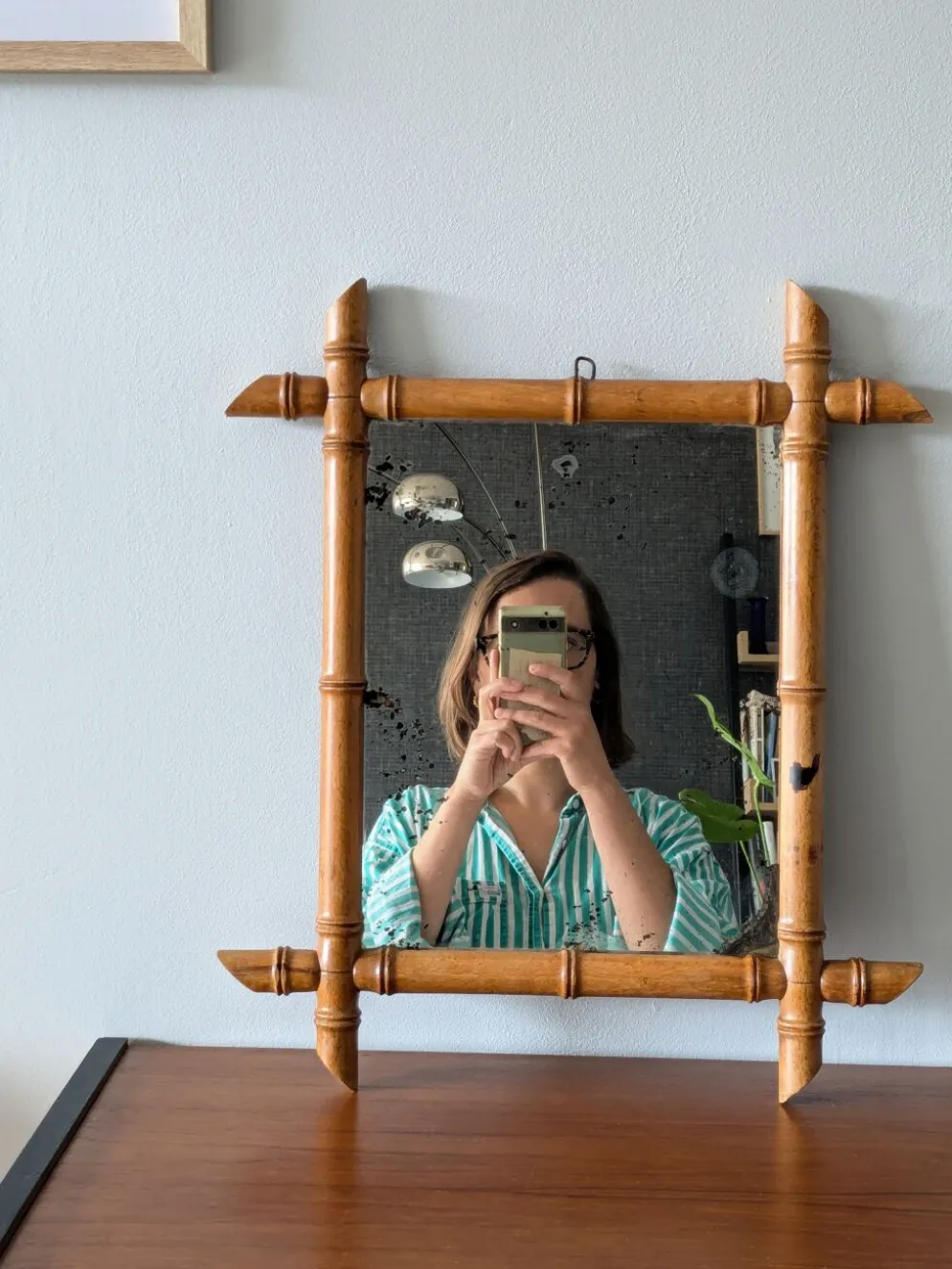 Miroir vintage bambou