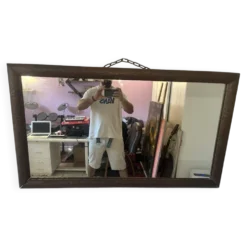 Miroir vintage cadre en bois massif gougé