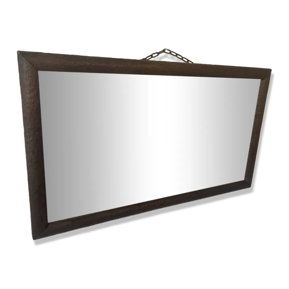 Miroir vintage cadre en bois massif gougé