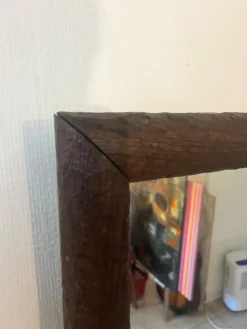 Miroir vintage cadre en bois massif gougé
