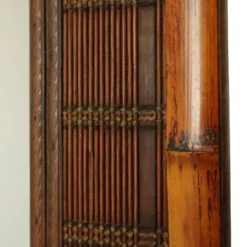 Miroir vintage carré en bambou et rotin boho 70 cm
