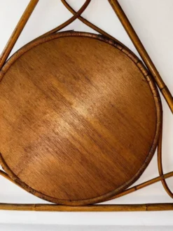 Miroir vintage en bambou et rotin – années 1950