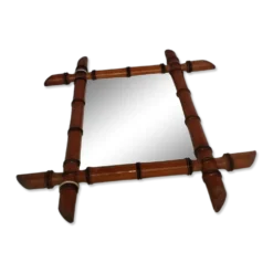 Miroir vintage en bambou – Forme tour – Années 60–70 – Bohème