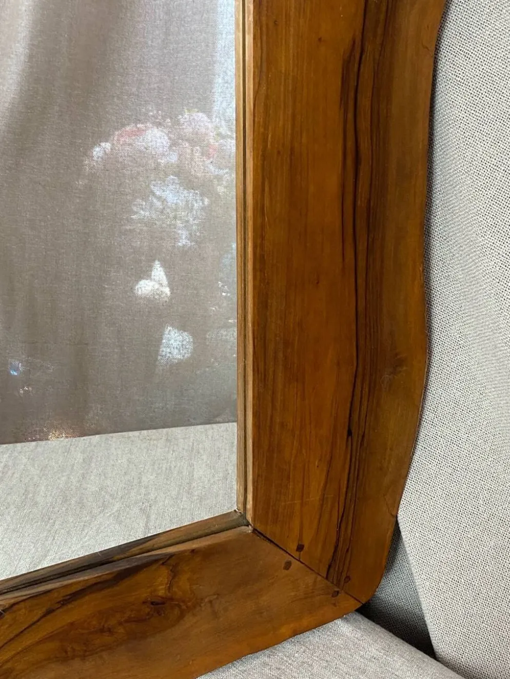 Miroir vintage en bois d’Olivier de forme libre