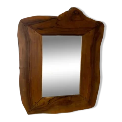 Miroir vintage en bois d’Olivier de forme libre