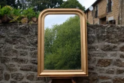 Miroir vintage en bois doré champagne – style Louis-Philippe – 86 × 62 cm