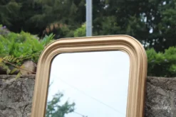 Miroir vintage en bois doré champagne – style Louis-Philippe – 86 × 62 cm