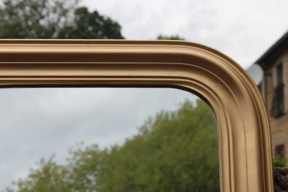 Miroir vintage en bois doré champagne – style Louis-Philippe – 86 × 62 cm