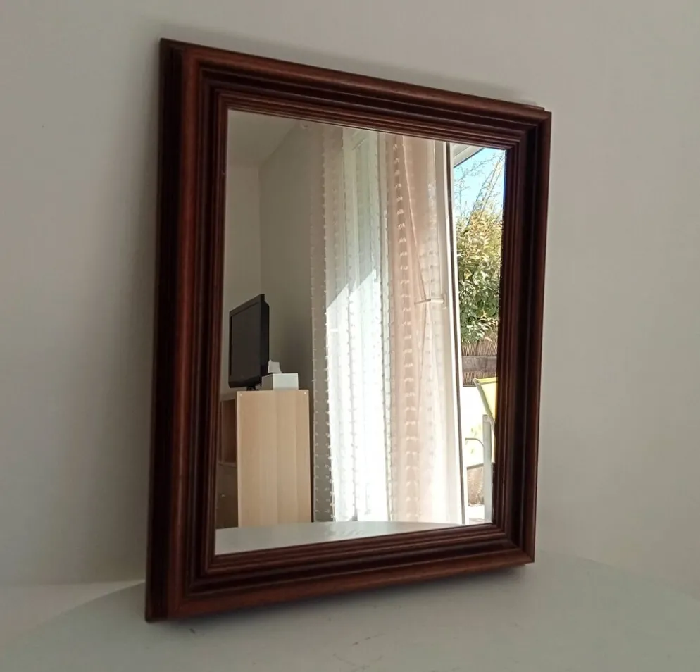 Miroir vintage en bois massif, années 60-70