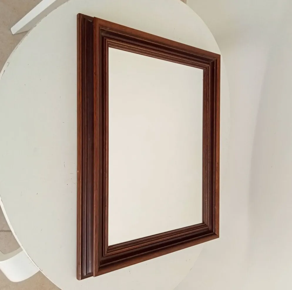 Miroir vintage en bois massif, années 60-70